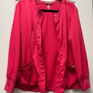 Healing Hands Carnation Pink Scrub Jacket